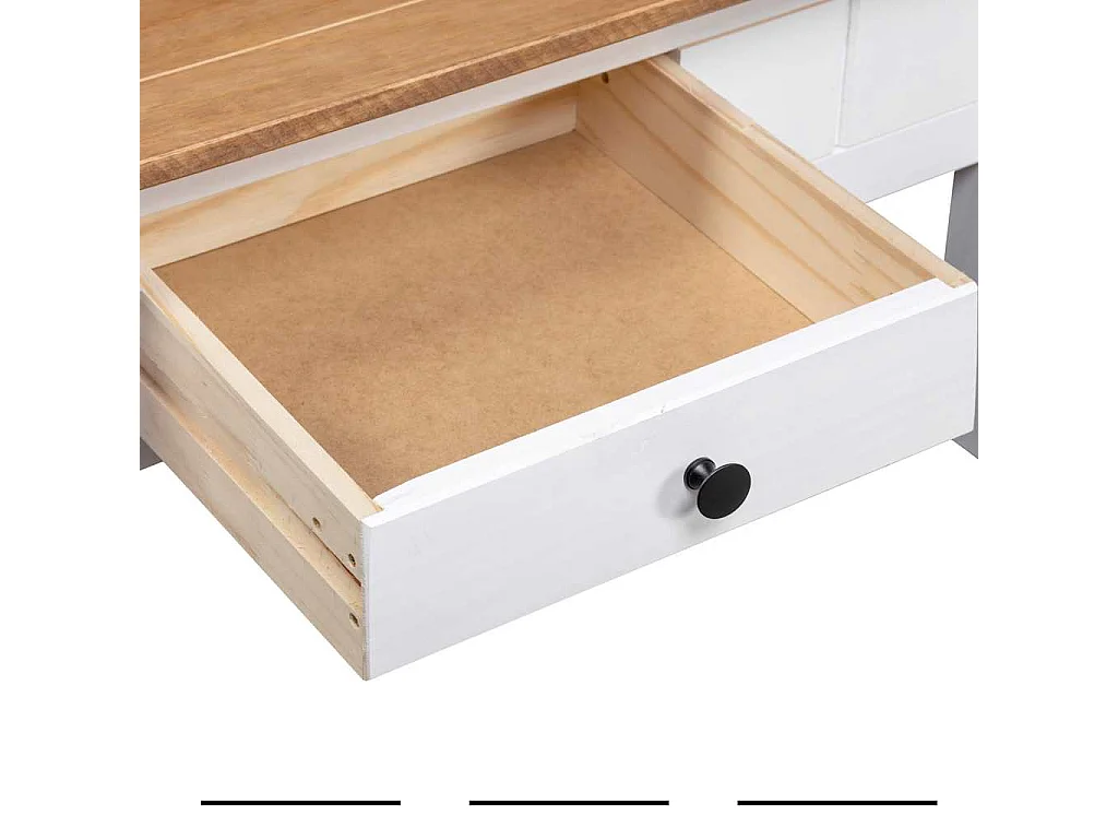 Table basse Blanc 100x60x43,5 cm Pin massif Assortiment Panama
