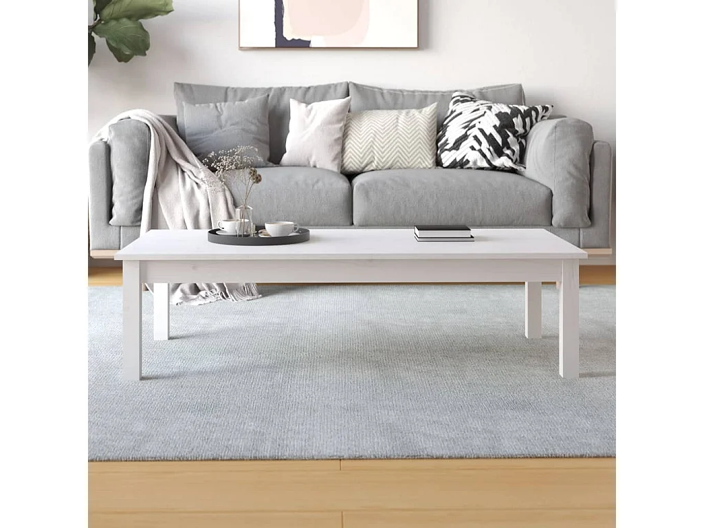Table basse Blanc 110x50x30 cm Bois massif de pin