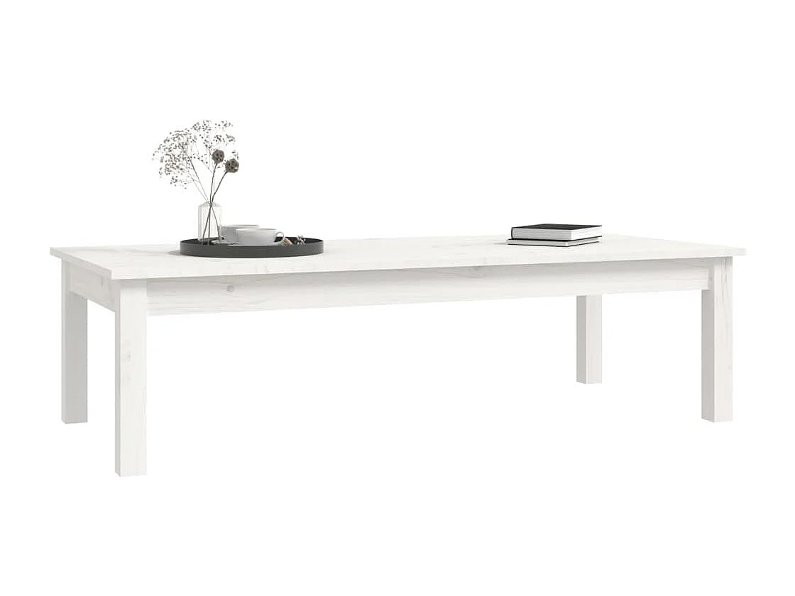Table basse Blanc 110x50x30 cm Bois massif de pin