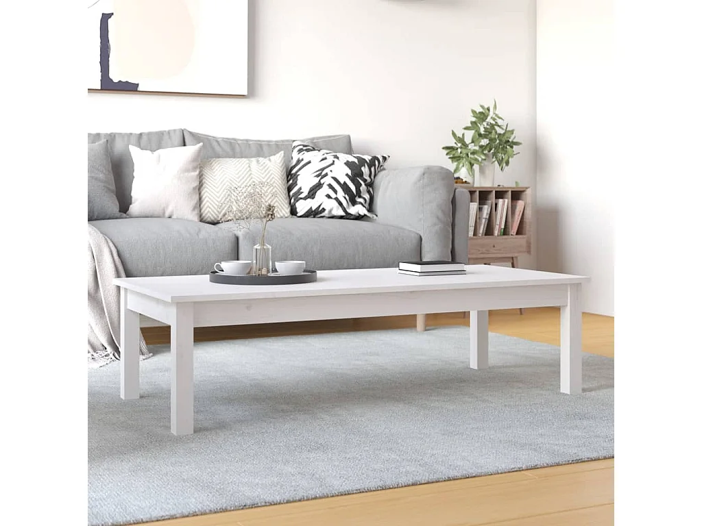 Salontafel 110x50x30 cm massief grenenhout wit