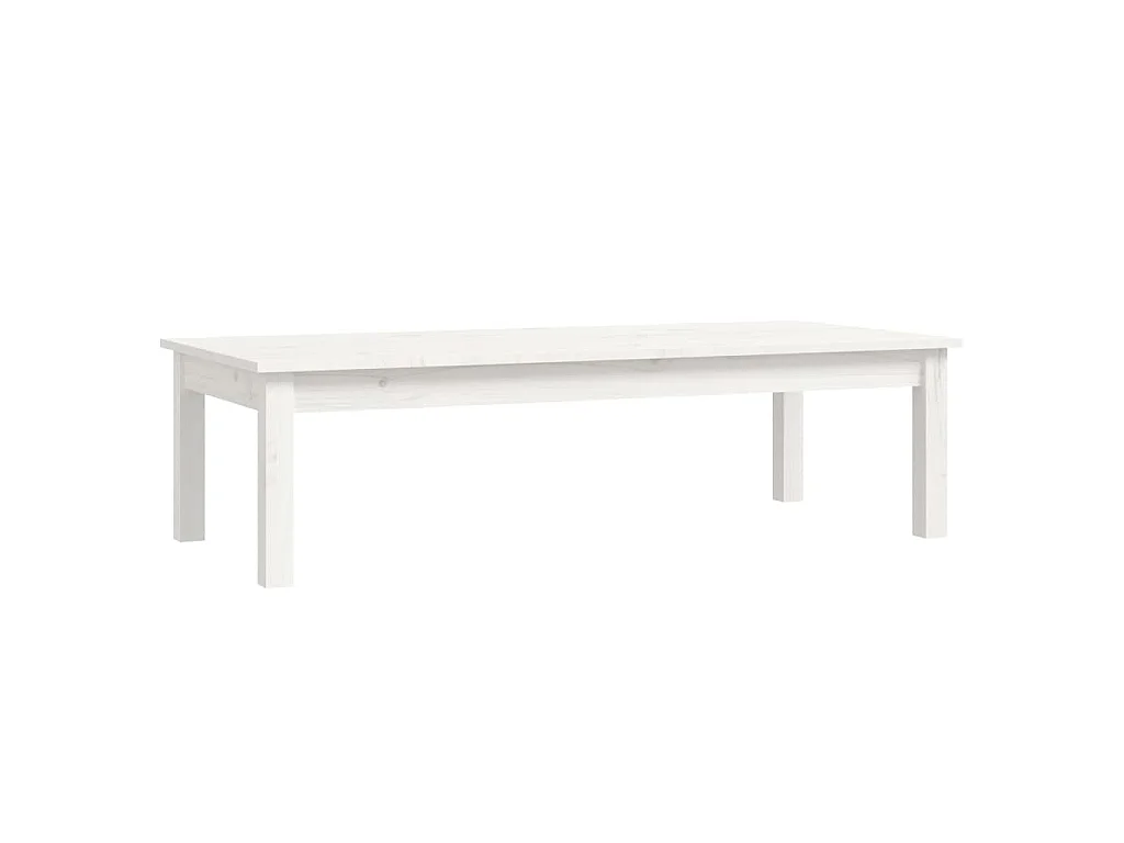 Tavolino da Salotto Bianco 110x50x30 cm Legno Massello di Pino