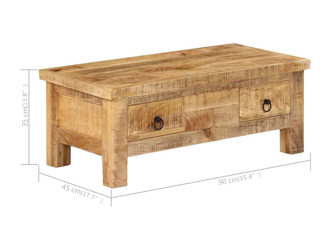 Couchtisch 90x45x35 cm Massivholz Mango
