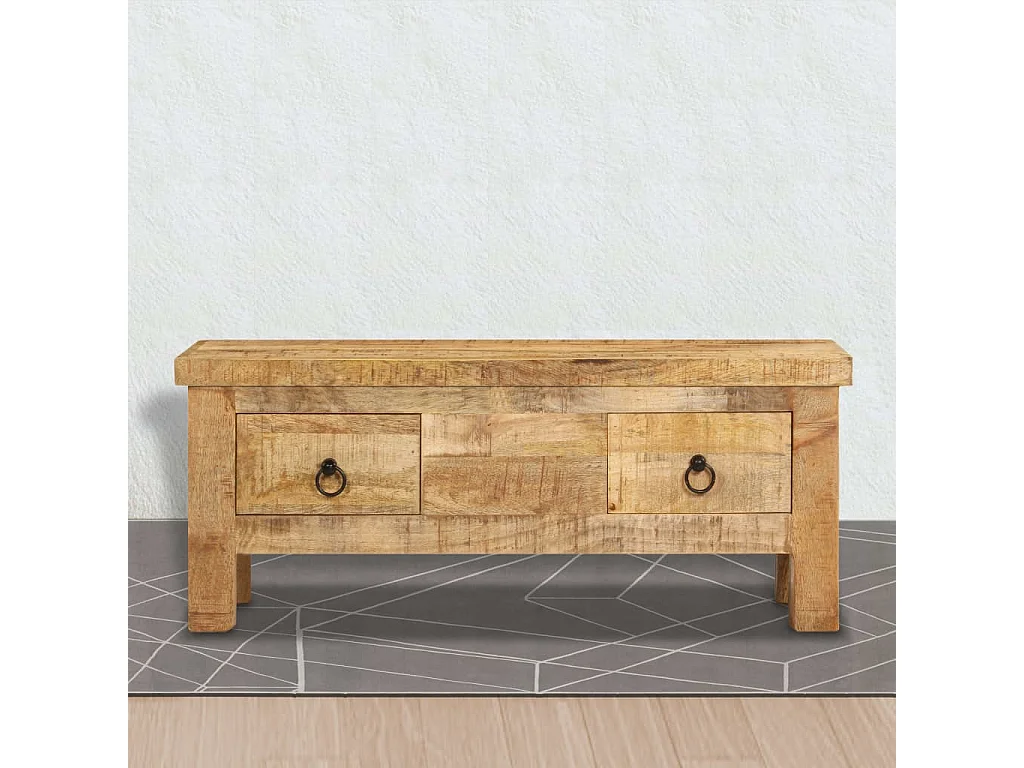 Tavolino da Salotto 90x45x35 cm in Legno Massello di Mango