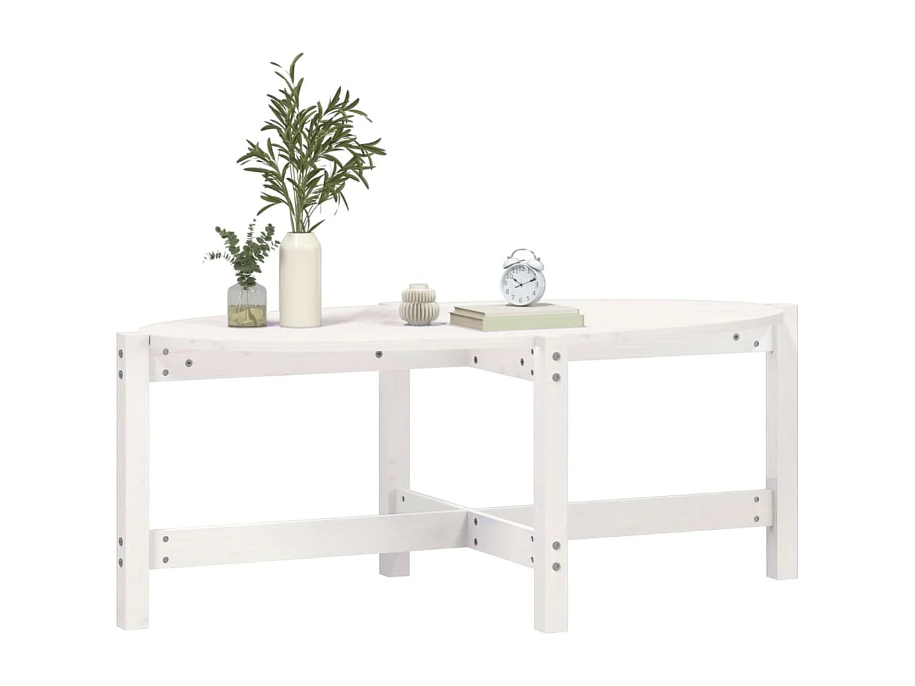 Table basse Blanc 118x63x45 cm Bois massif de pin