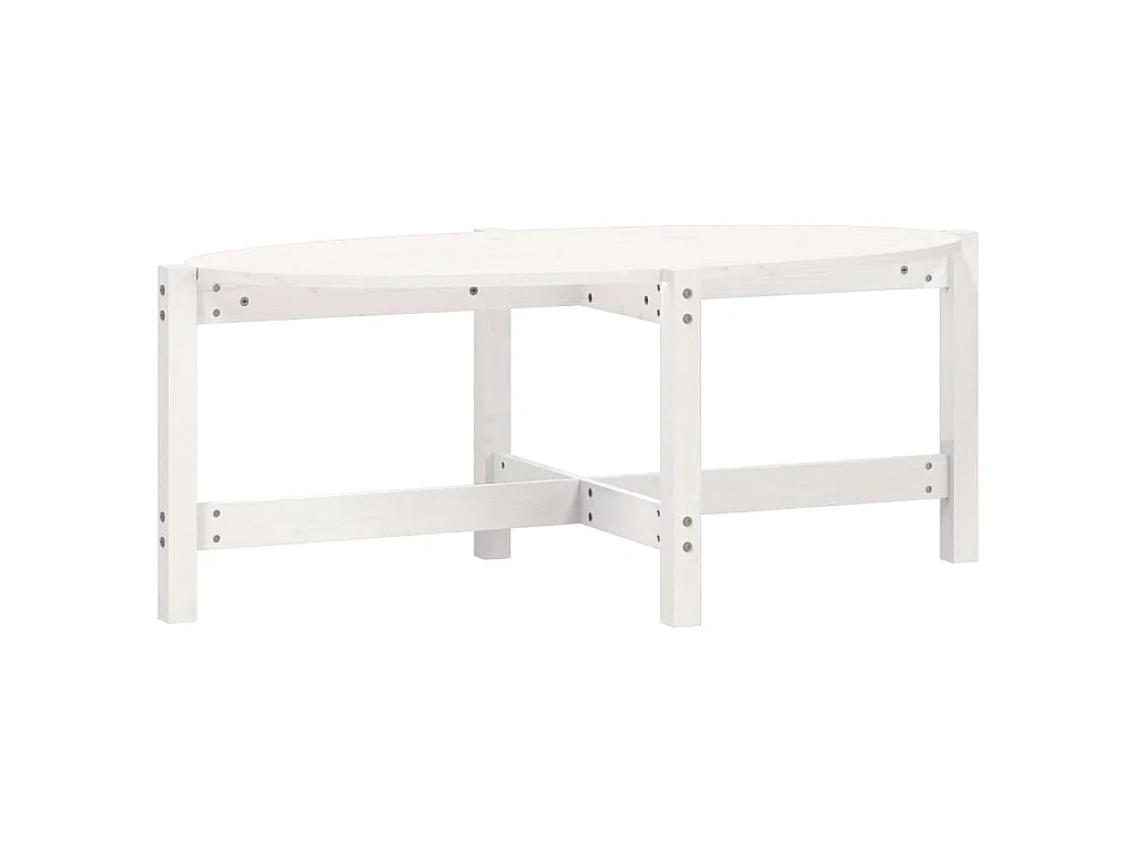 Tavolino da Salotto Bianco 118x63x45 cm Legno Massello di Pino