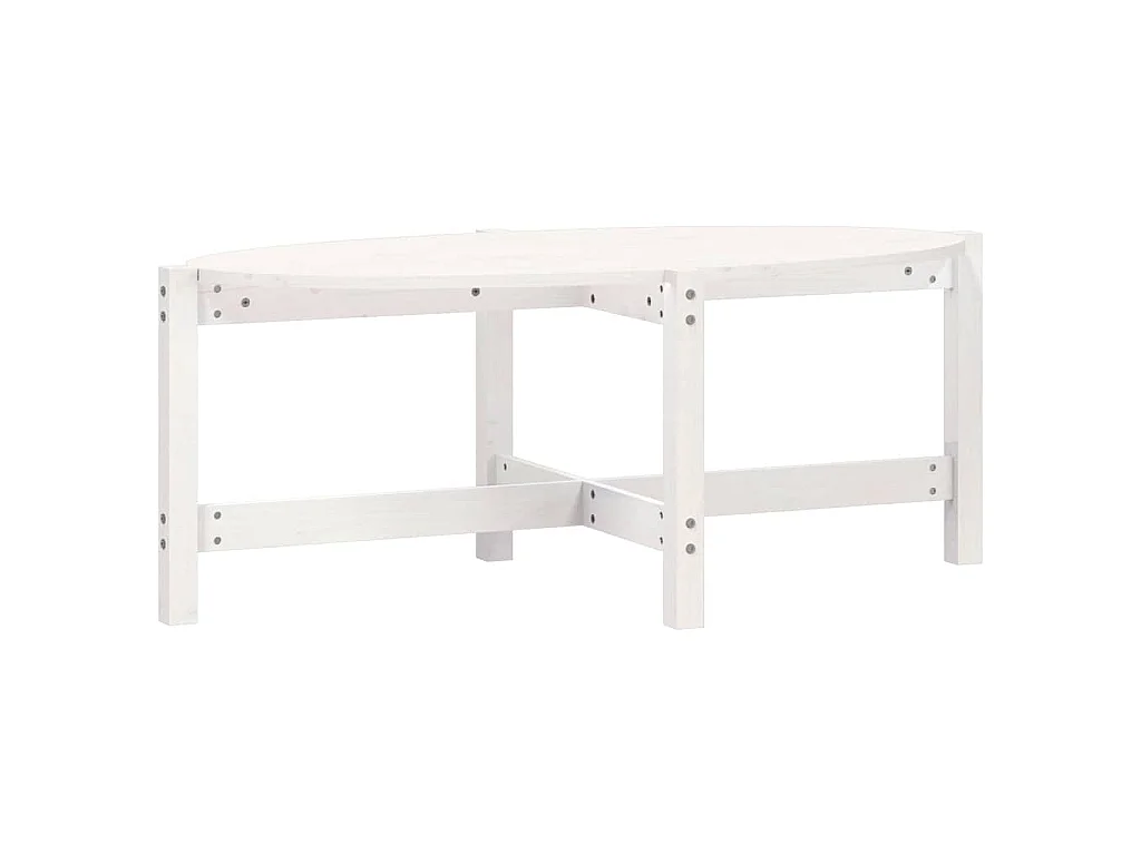 Tavolino da Salotto Bianco 118x63x45 cm Legno Massello di Pino