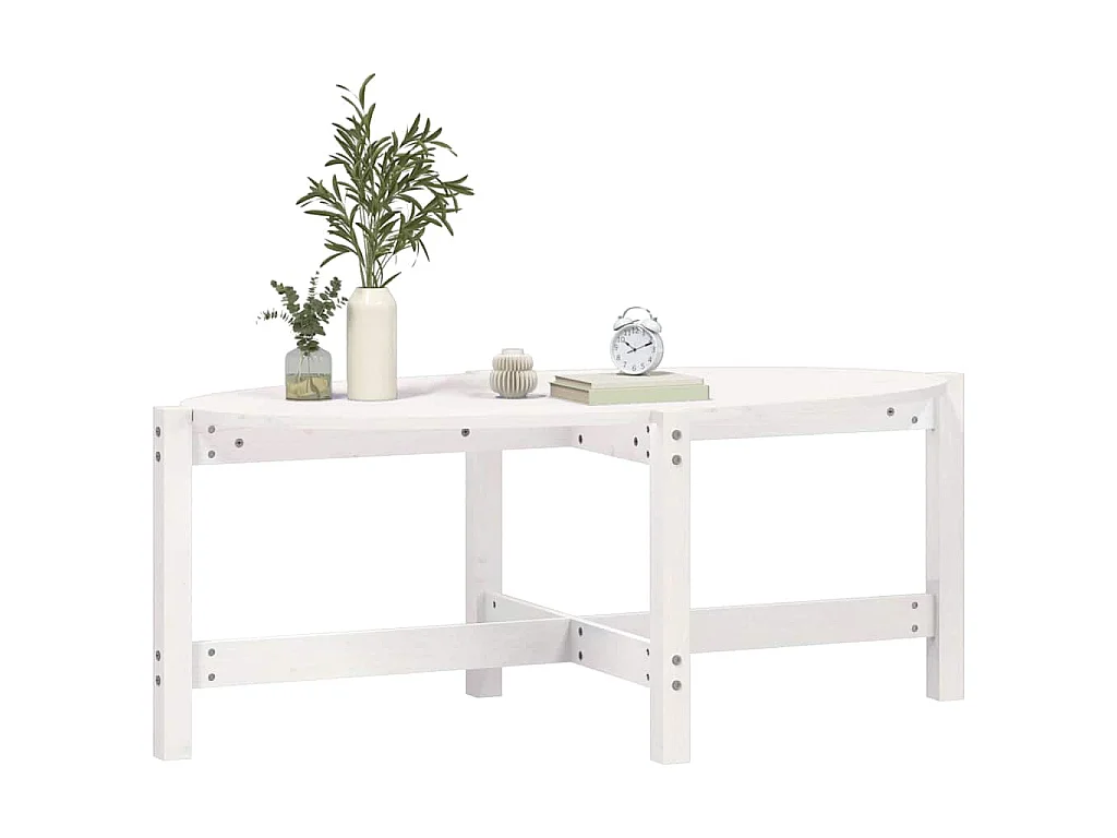 Tavolino da Salotto Bianco 118x63x45 cm Legno Massello di Pino