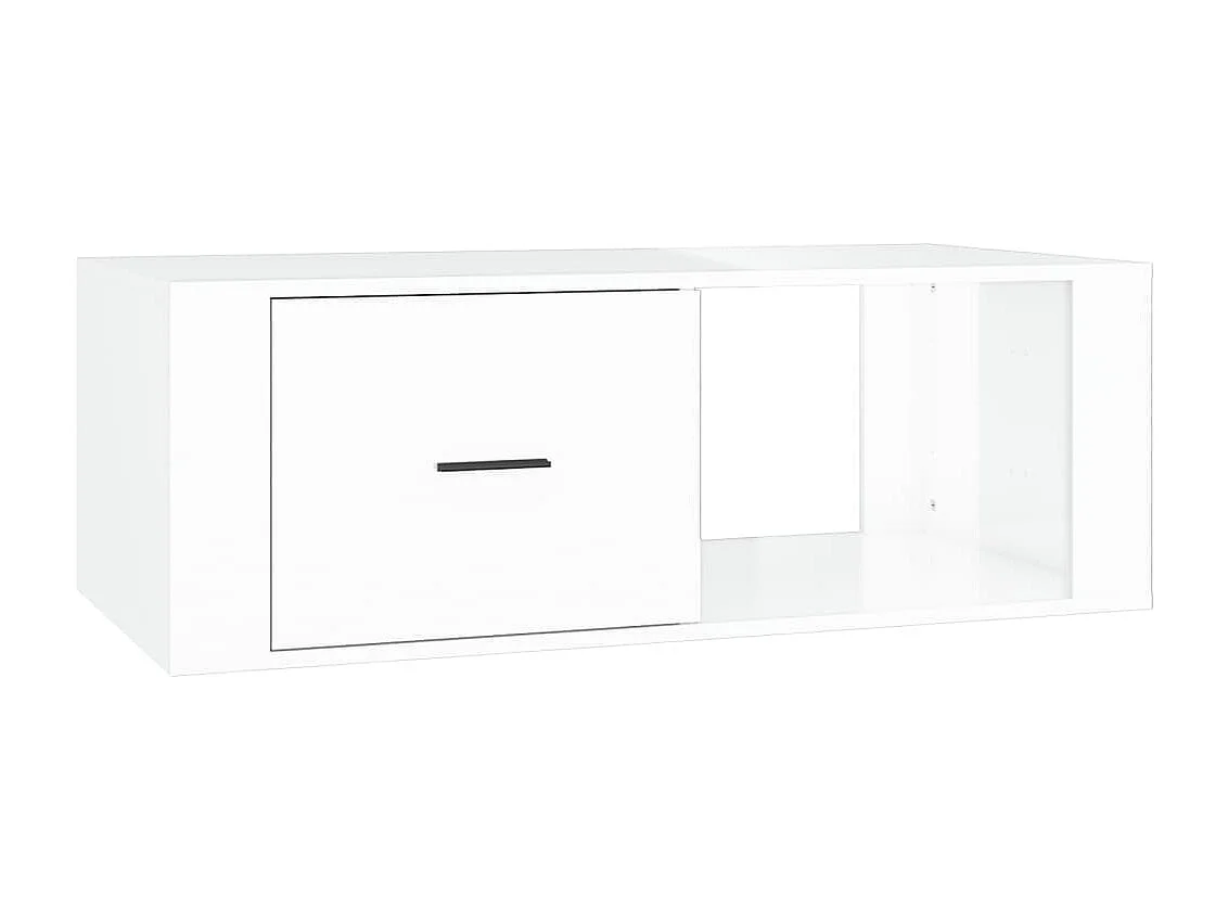Tavolino Salotto Bianco Lucido 100x50,5x35 cm Legno Multistrato