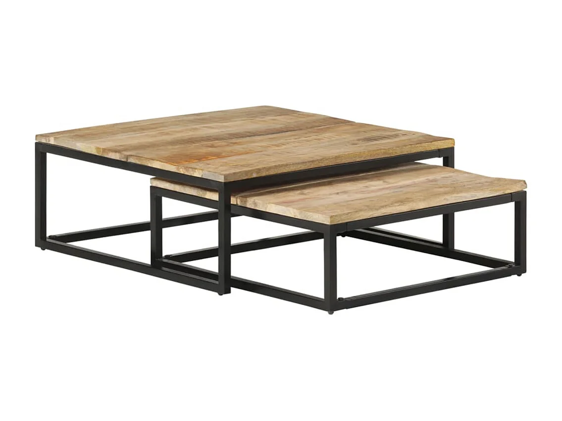 Tables gigognes 2 pcs Bois solide de manguier