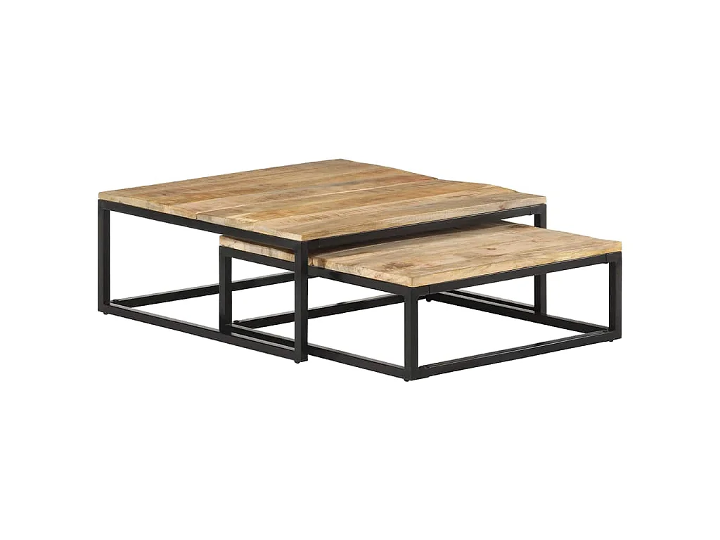 Tables gigognes 2 pcs Bois solide de manguier