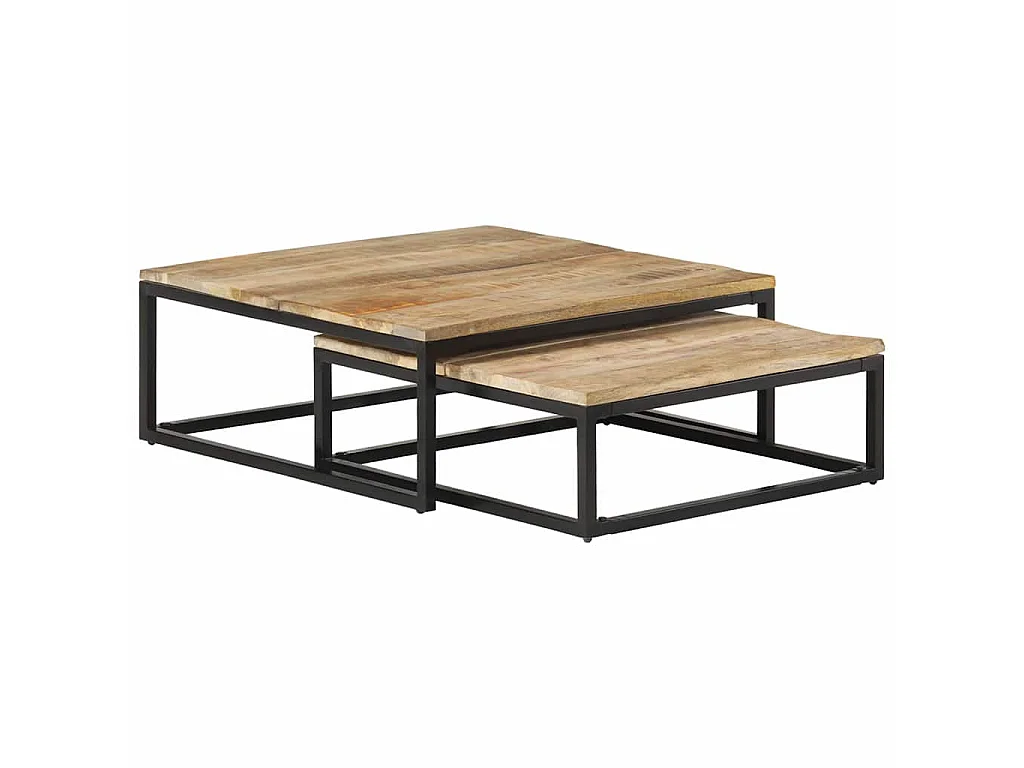 Tables gigognes 2 pcs Bois solide de manguier