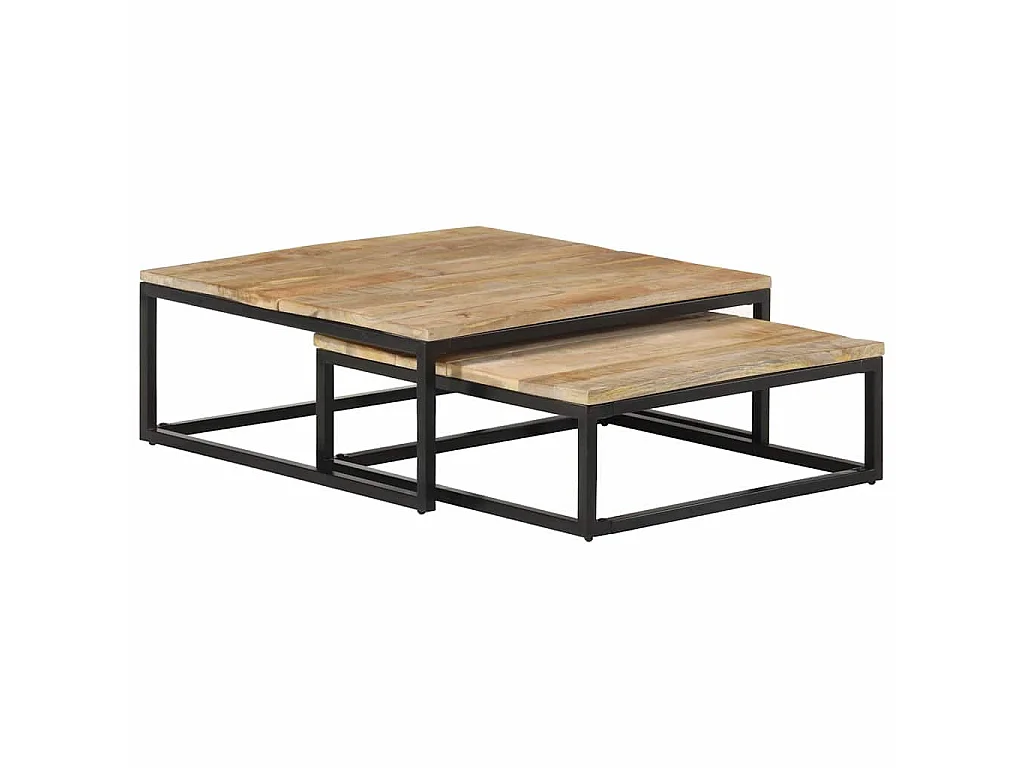 Tables gigognes 2 pcs Bois solide de manguier