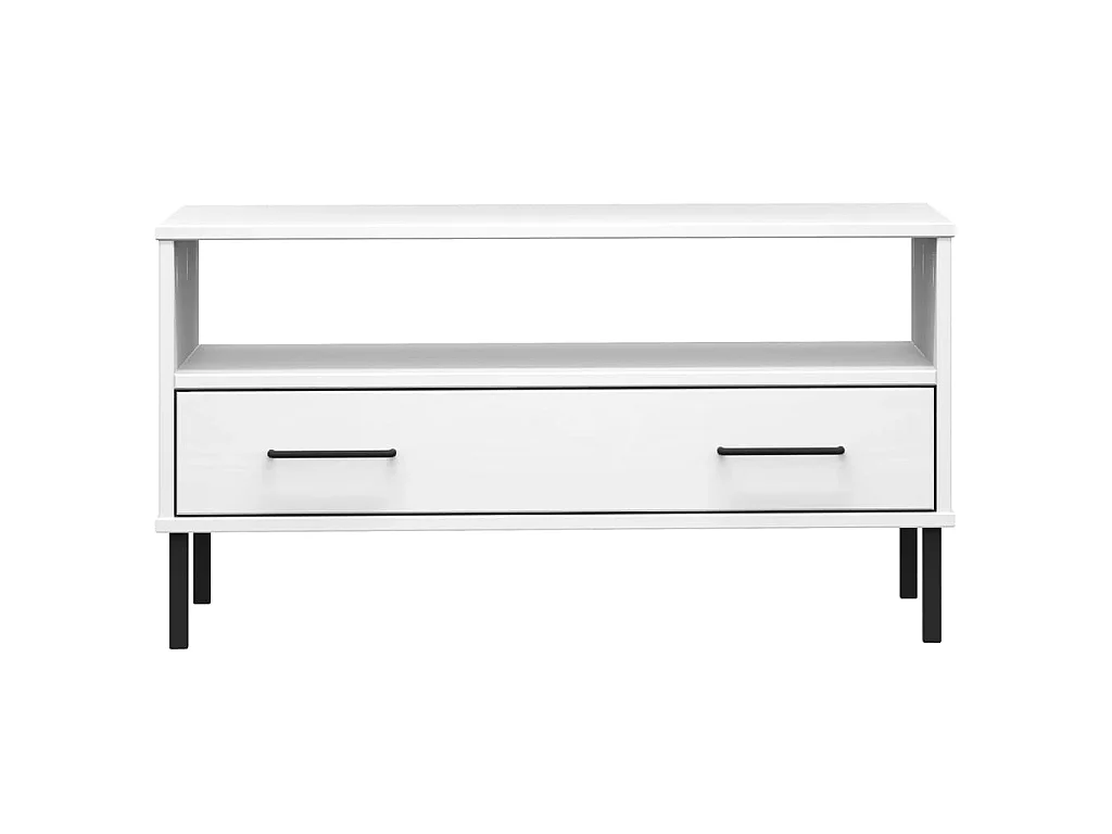 Table basse avec pieds en métal Blanc 85x50x45 cm Bois OSLO