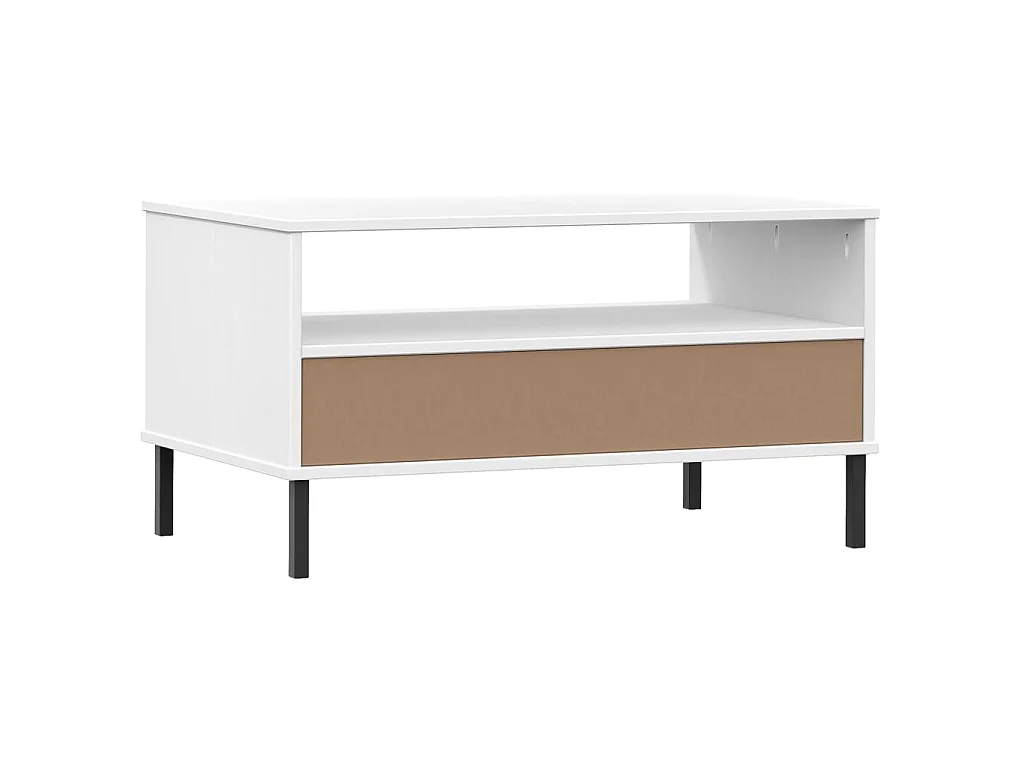 Table basse avec pieds en métal Blanc 85x50x45 cm Bois OSLO