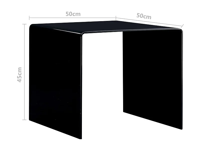 Mesa de centro de vidrio templado negro 50x50x45 cm