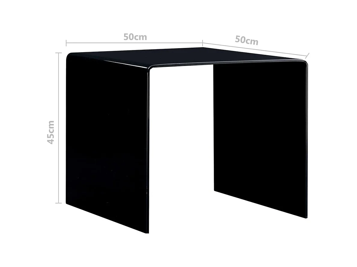 Table basse Noir 50x50x45 cm Verre trempé