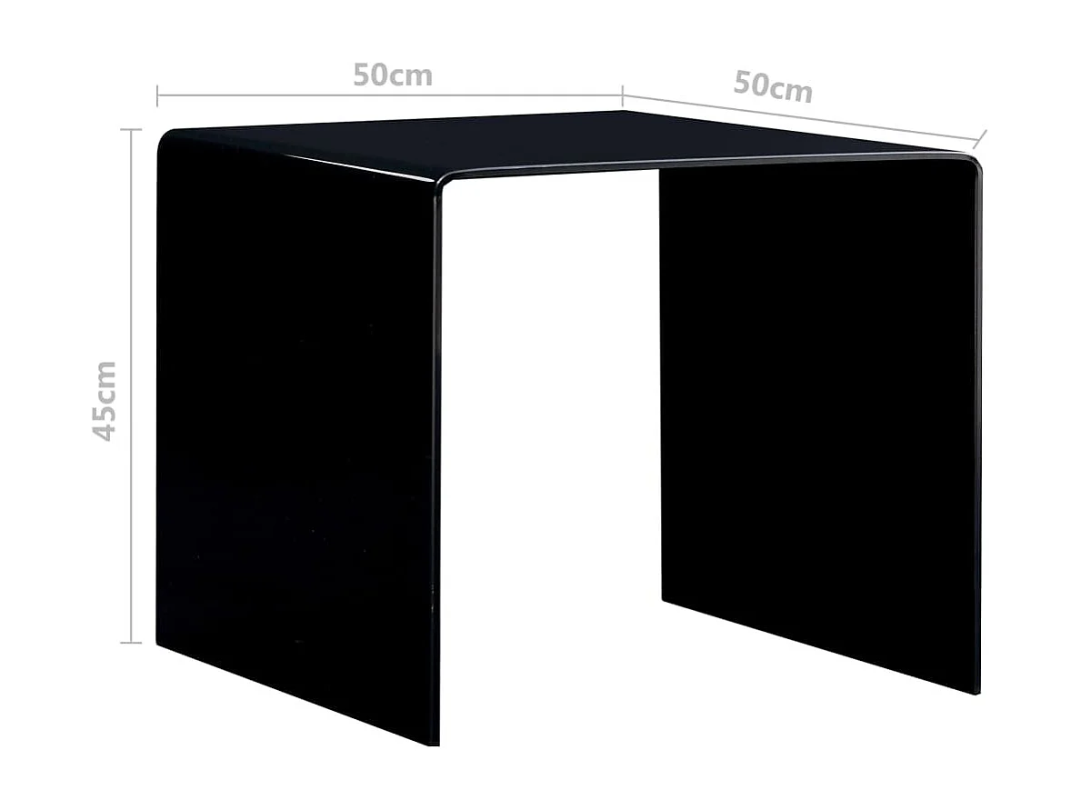 Table basse Noir 50x50x45 cm Verre trempé