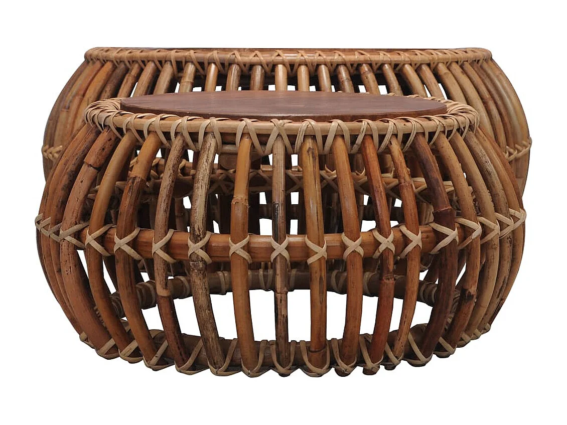 Tavolini da Salotto 2 pz in Rattan Naturale