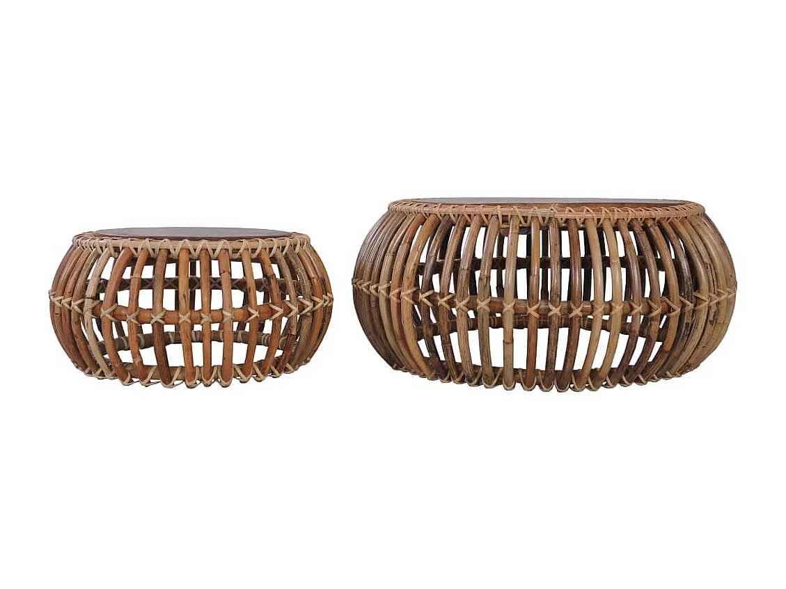 Tables basses 2 pcs Rotin naturel