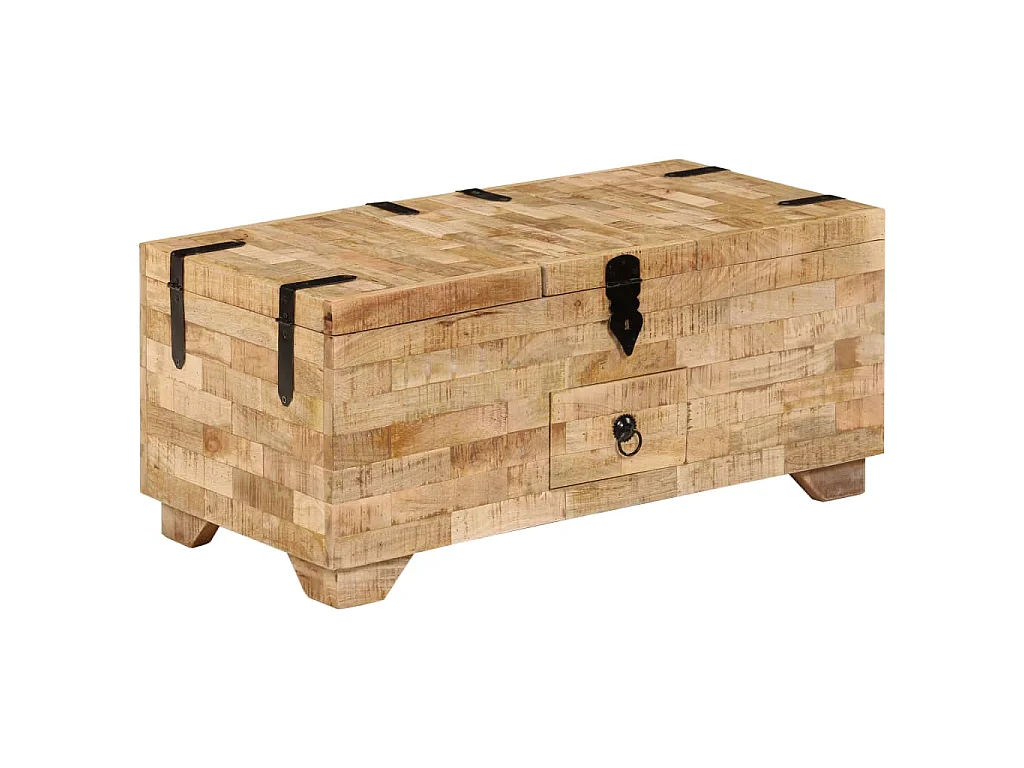 Tavolino da Salotto in Legno Massello di Mango 80x40x35 cm