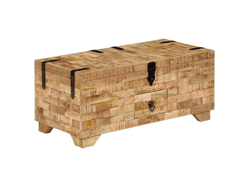 Tavolino da Salotto in Legno Massello di Mango 80x40x35 cm