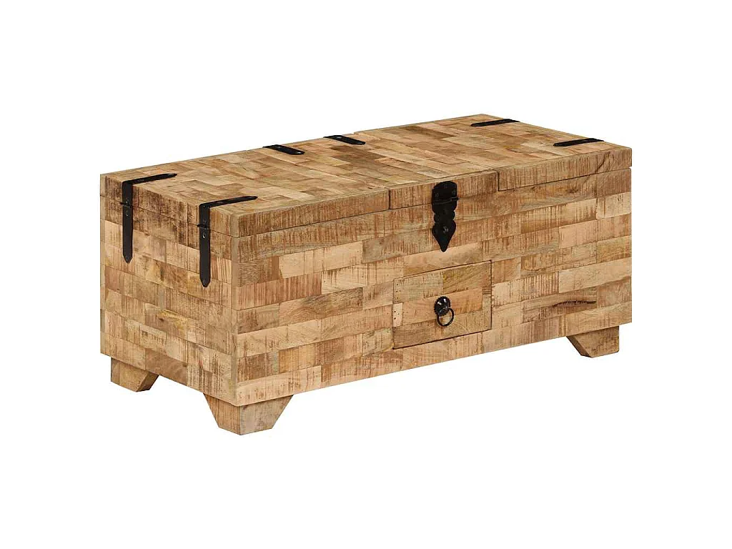 Tavolino da Salotto in Legno Massello di Mango 80x40x35 cm