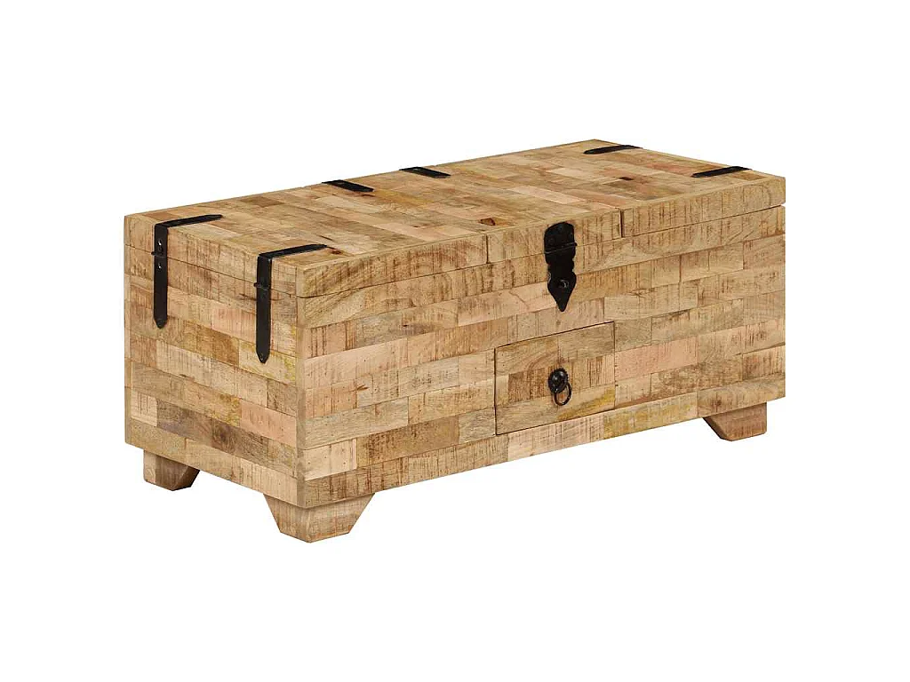 Tavolino da Salotto in Legno Massello di Mango 80x40x35 cm