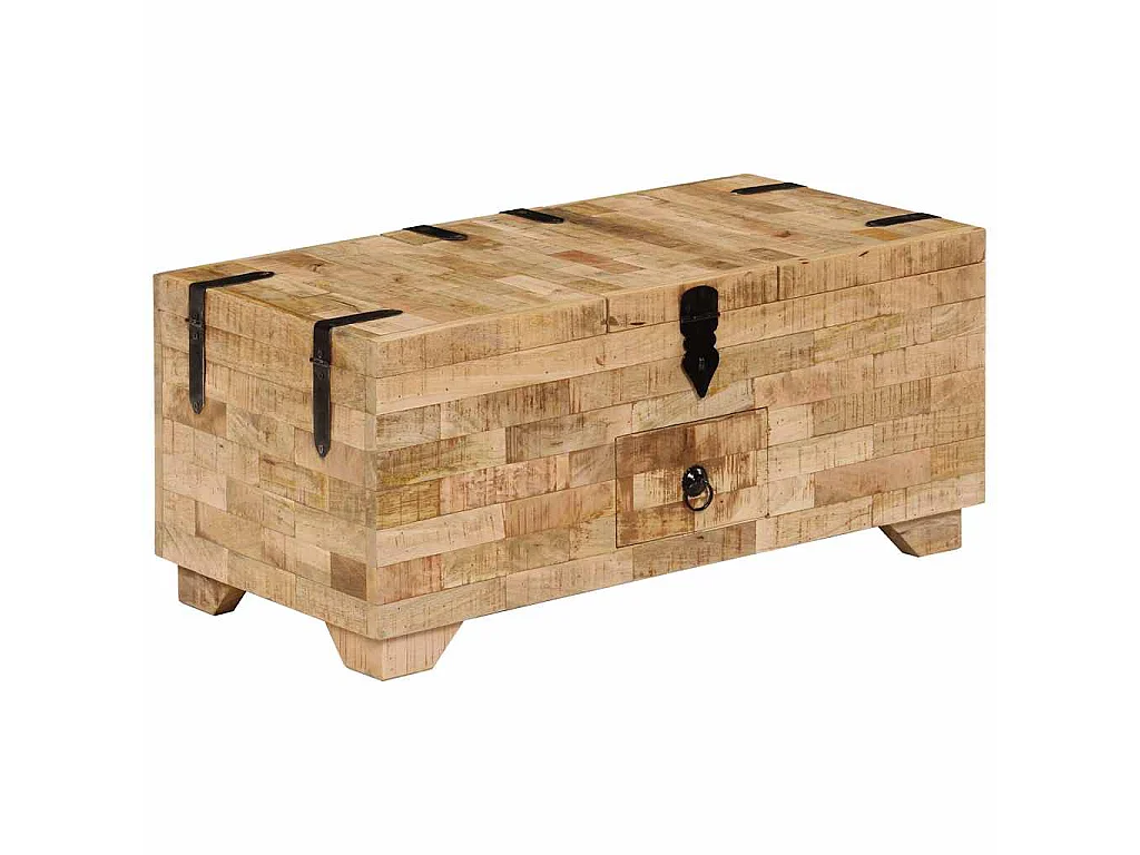Tavolino da Salotto in Legno Massello di Mango 80x40x35 cm