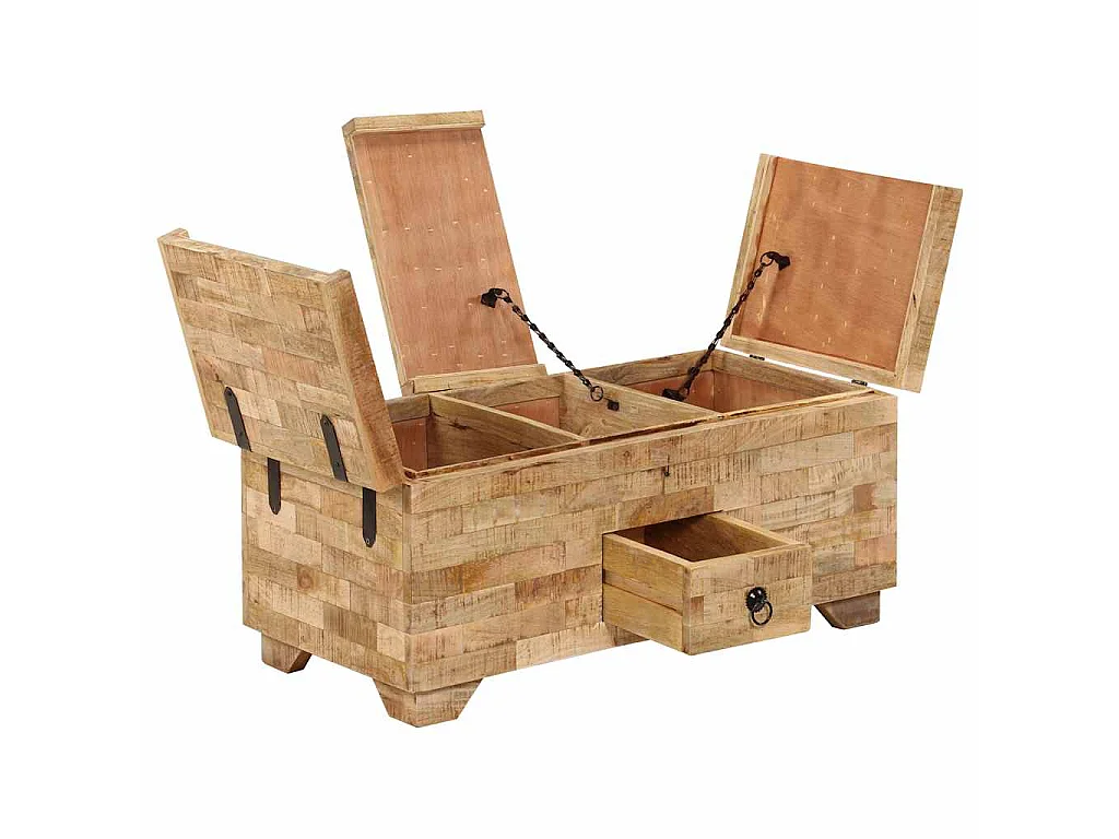 Tavolino da Salotto in Legno Massello di Mango 80x40x35 cm