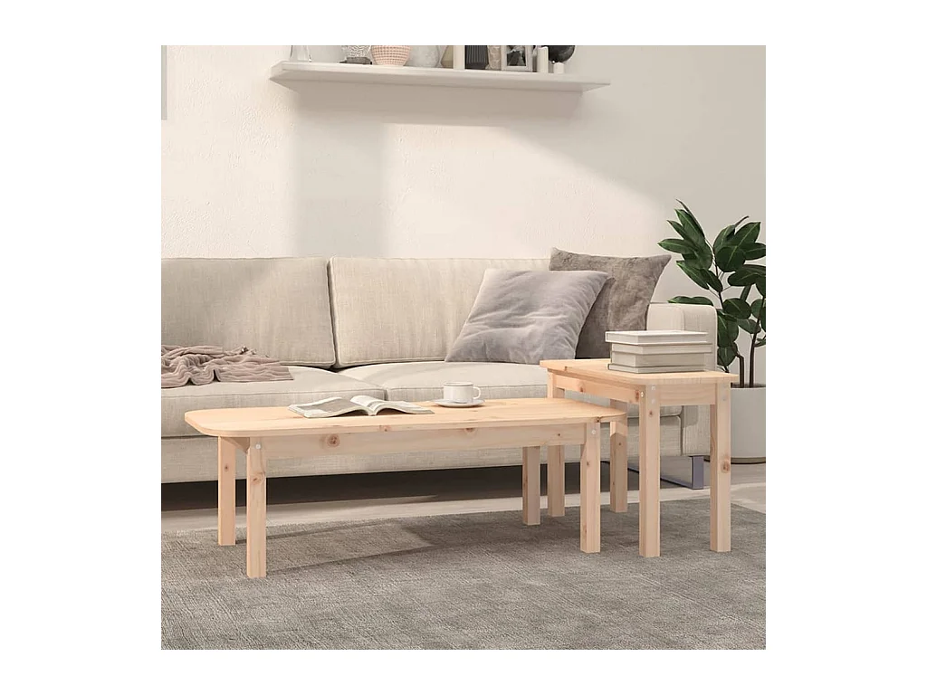 Ensemble de tables basses 2 pcs Bois massif de pin