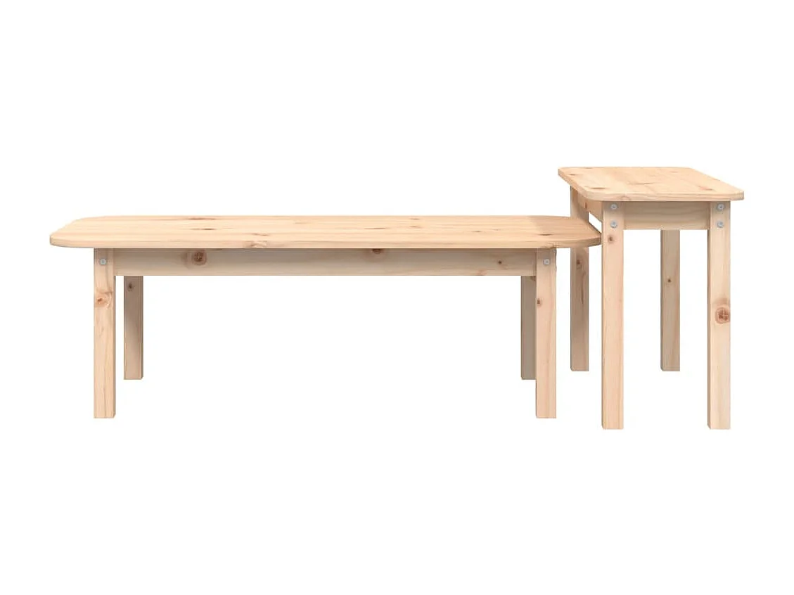 Set Tavolini da Salotto 2 pz in Legno Massello di Pino