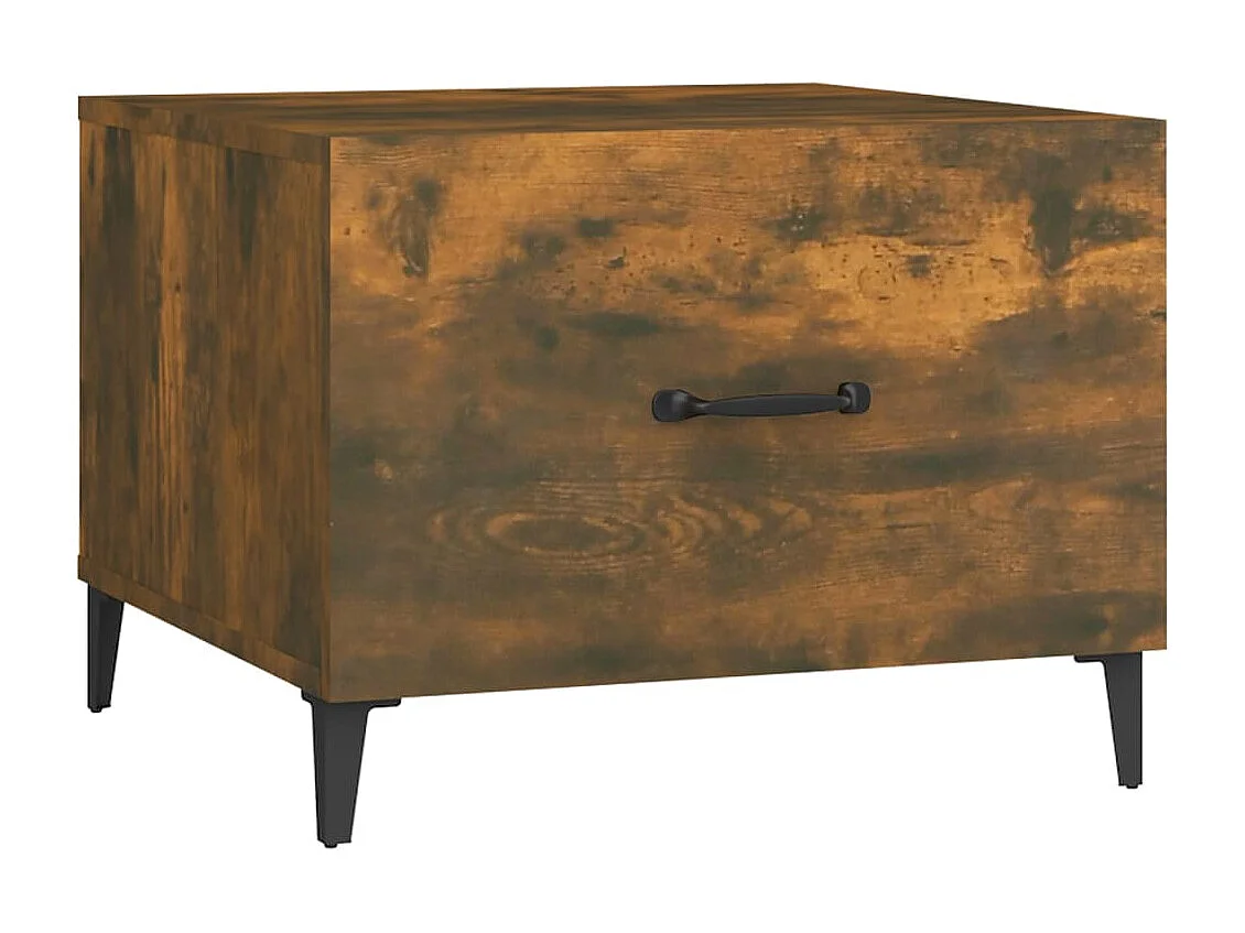 Mesa de centro con patas de metal roble ahumado 50x50x40 cm