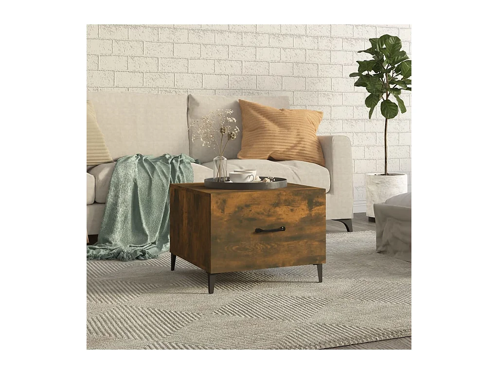 Table basse avec pieds en métal Chêne fumé 50x50x40 cm