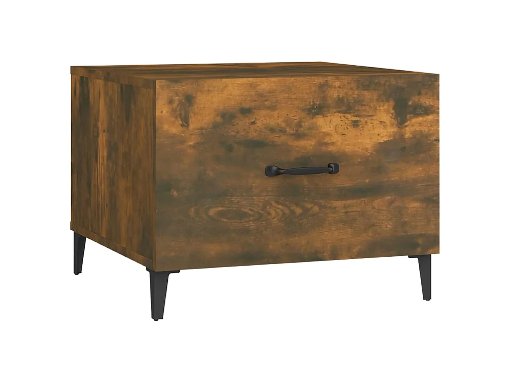 Salontafel met metalen poten 50x50x40 cm gerookt eikenkleurig