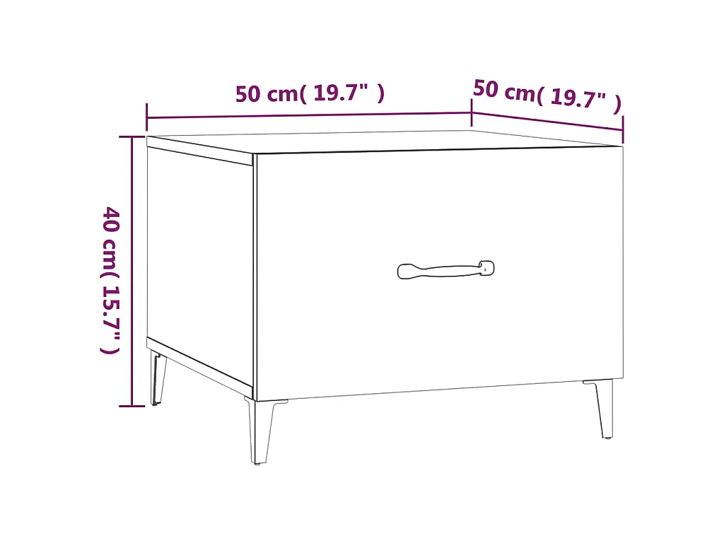 Salontafel met metalen poten 50x50x40 cm gerookt eikenkleurig
