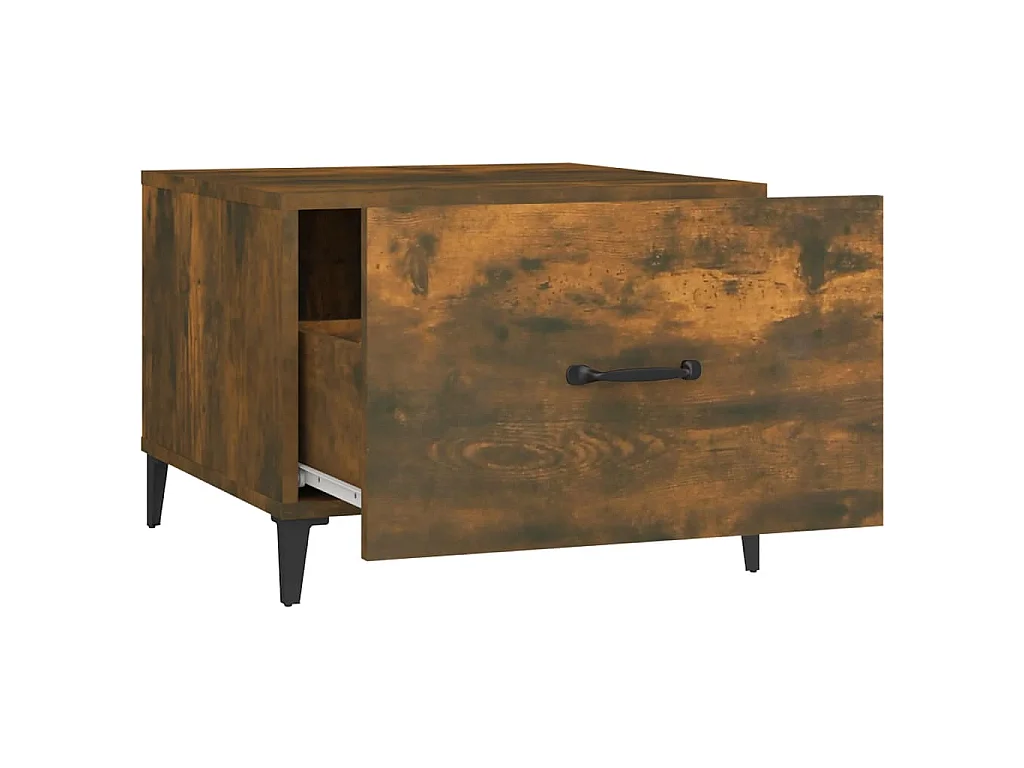 Salontafel met metalen poten 50x50x40 cm gerookt eikenkleurig