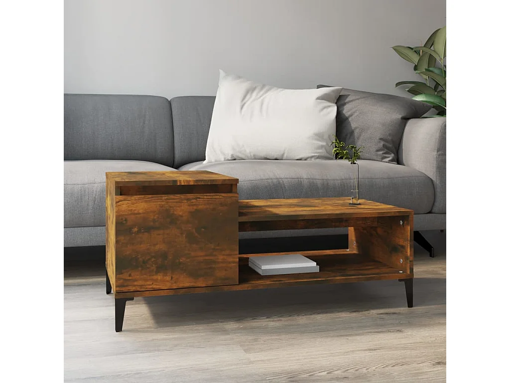 Tavolino da Salotto Rovere Fumo 100x50x45 cm Legno Multistrato