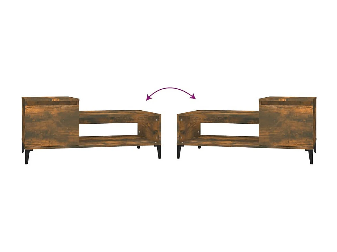 Tavolino da Salotto Rovere Fumo 100x50x45 cm Legno Multistrato
