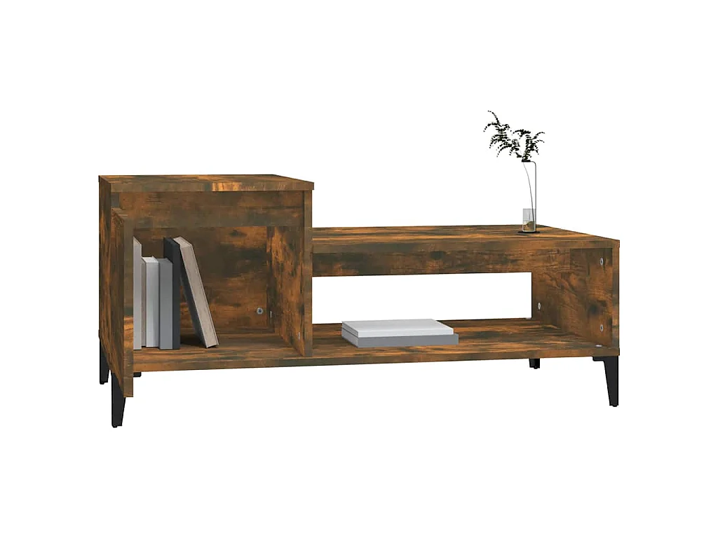 Mesa de centro madera contrachapada roble ahumado 100x50x45 cm
