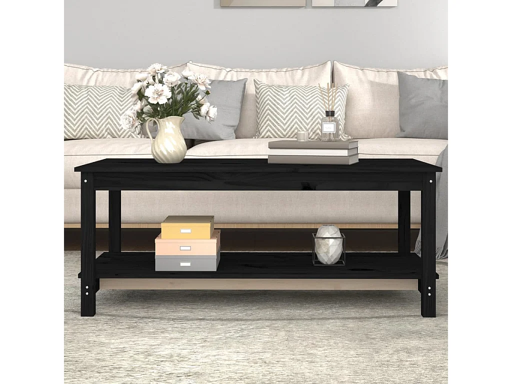 Couchtisch Schwarz 110x55x45 cm Massivholz Kiefer