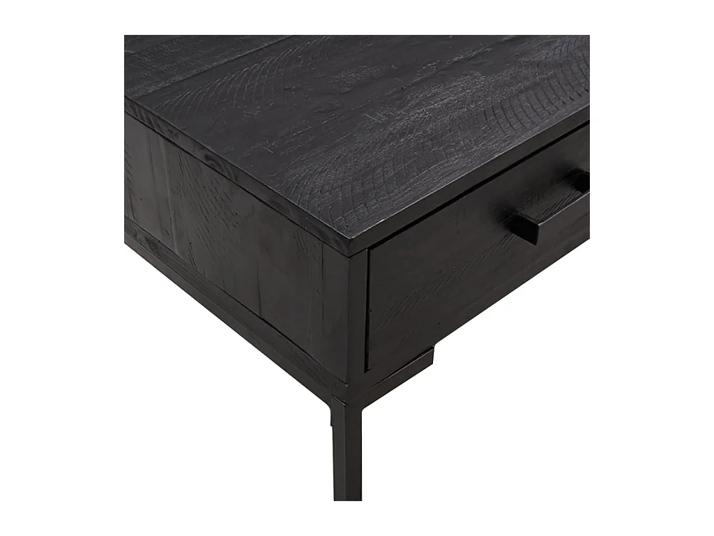 Couchtisch Schwarz 90x50x35 cm Massivholz Kiefer
