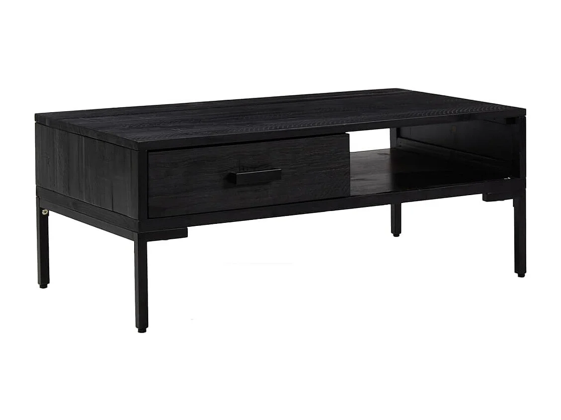 Table basse Noir 90x50x35 cm Bois de pin massif