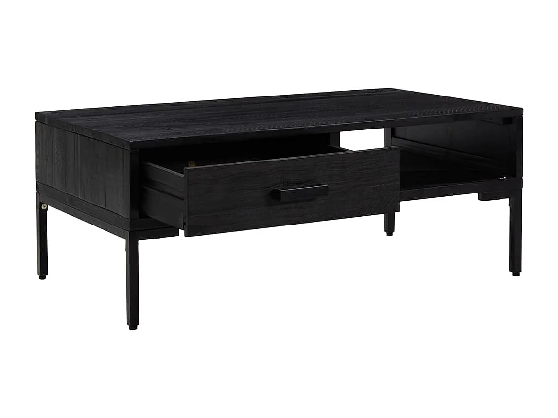Table basse Noir 90x50x35 cm Bois de pin massif