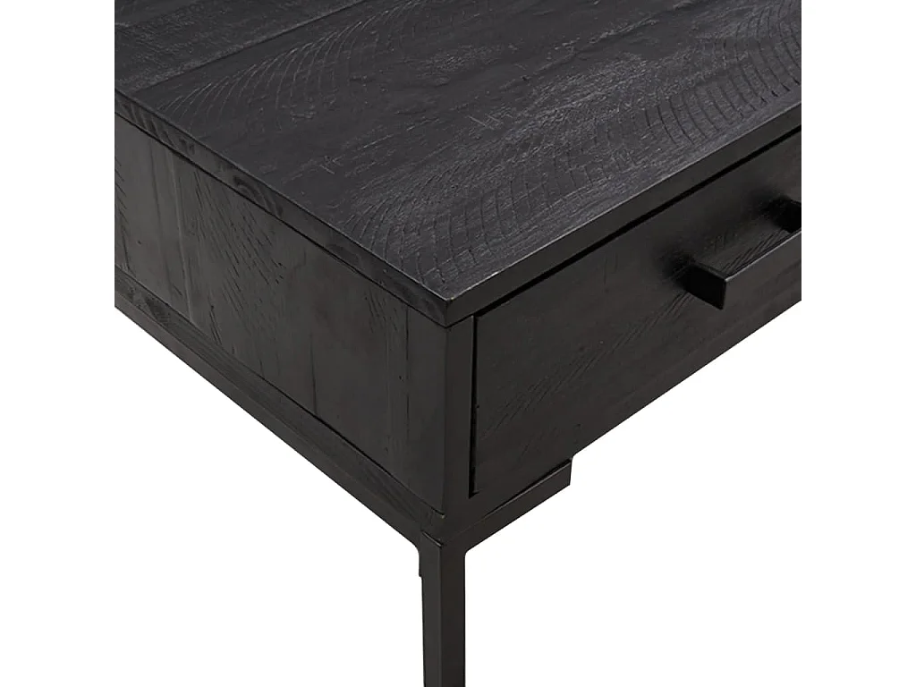 Table basse Noir 90x50x35 cm Bois de pin massif
