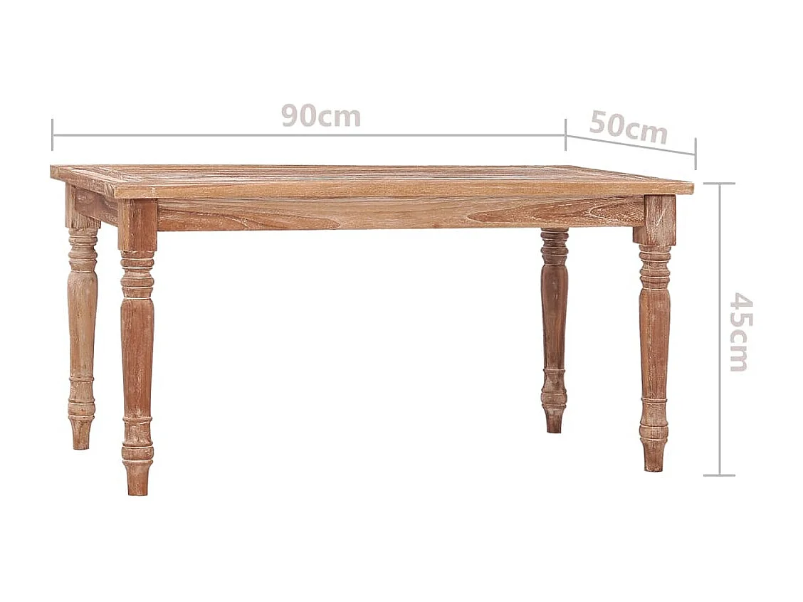 Batavia-Couchtisch 90x50x45 cm Teak Massivholz Getüncht