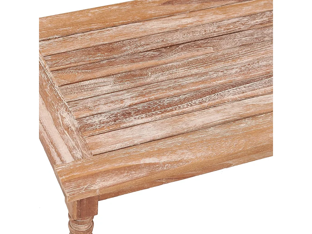Batavia-Couchtisch 90x50x45 cm Teak Massivholz Getüncht