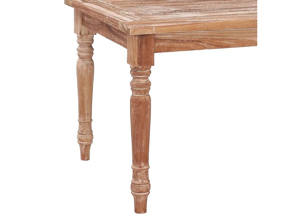 Batavia-Couchtisch 90x50x45 cm Teak Massivholz Getüncht