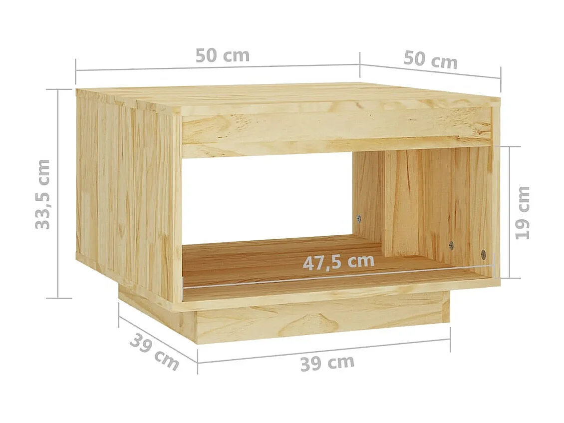 Mesa de centro 50x50x33,5 cm madeira de pinho maciça