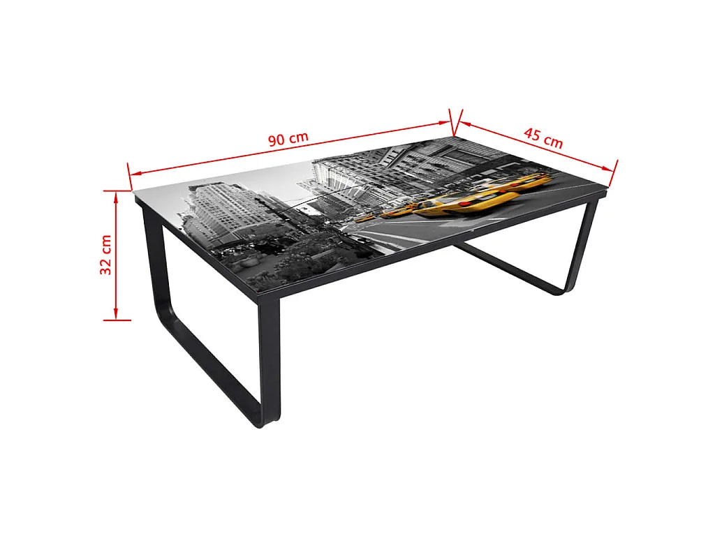 Salontafel met glazen tafelblad rechthoekig
