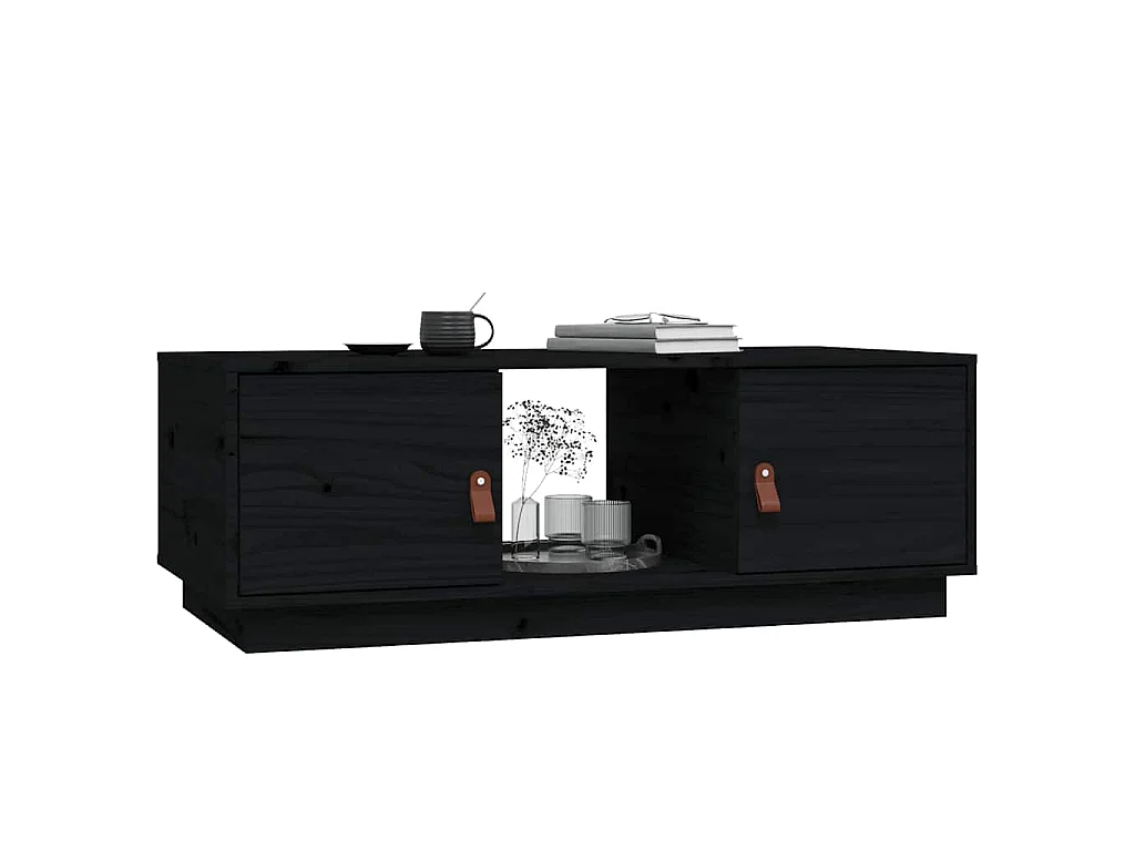 Table basse Noir 100x50x35 cm Bois massif de pin